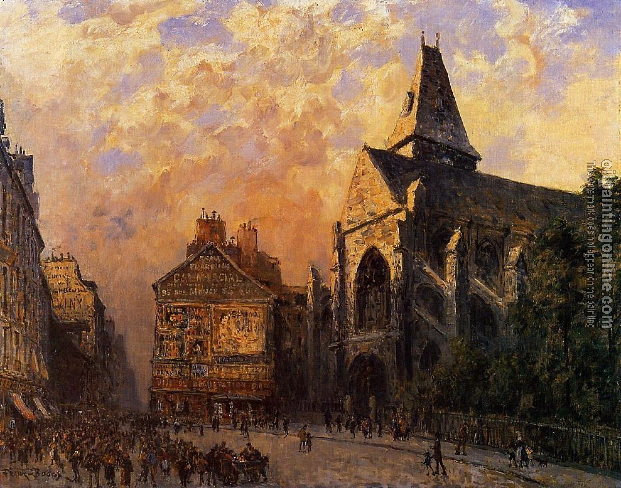 Boggs, Frank - Scene of a Street in front of the Church of Saint-Medard